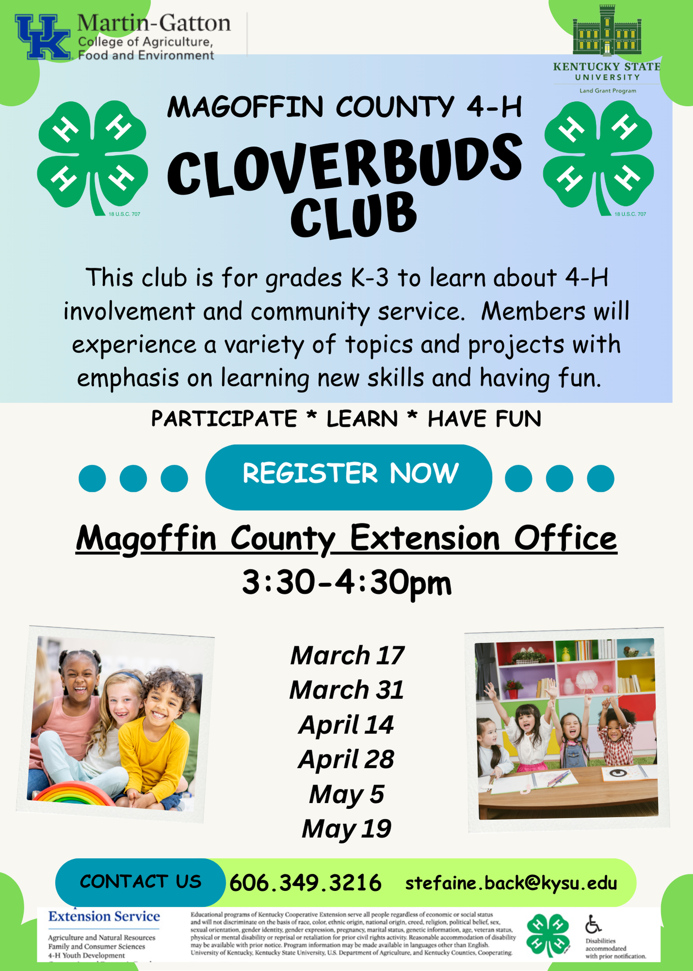 4-H Cloverbuds Club Flyer