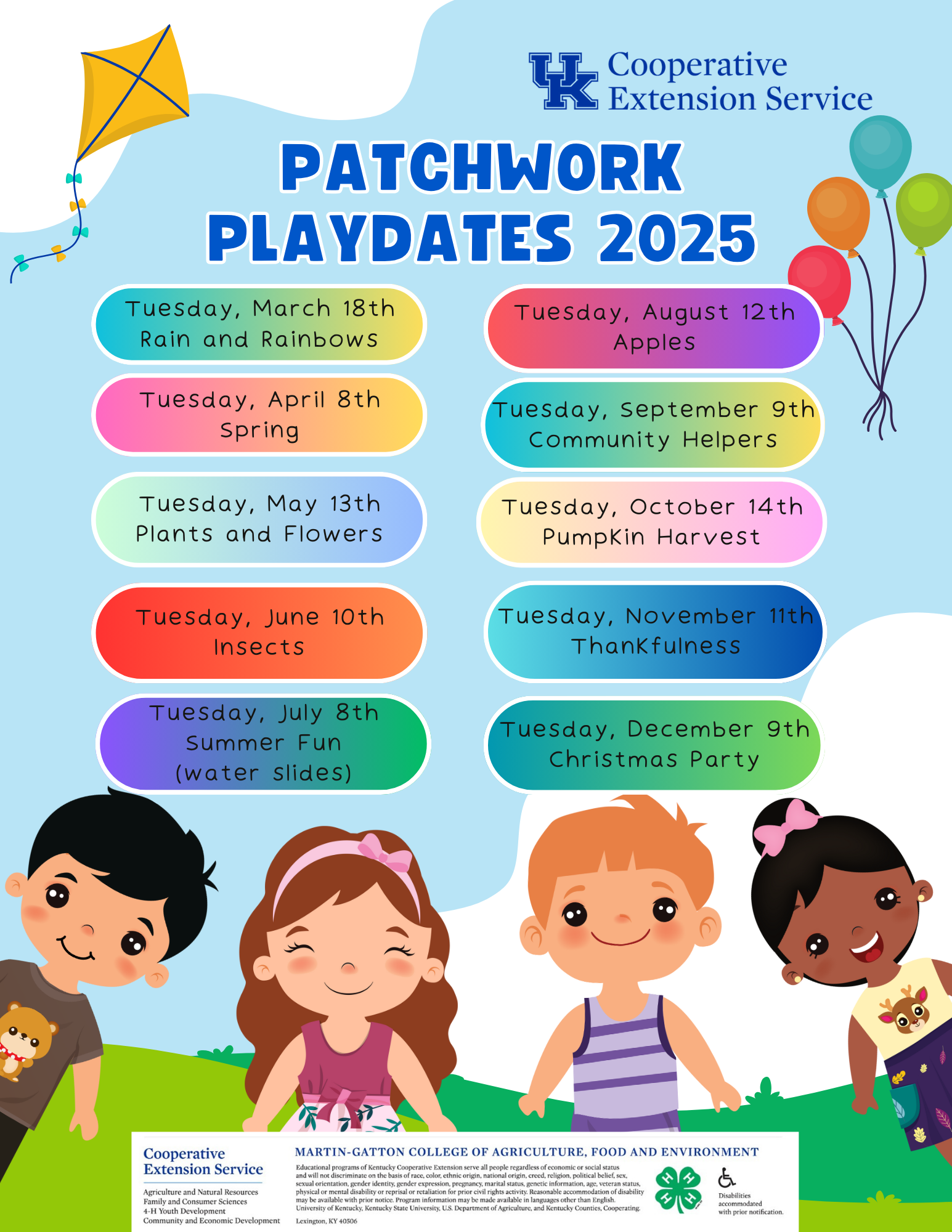 2025 Patchwork Playdates Schedule